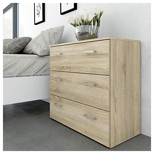 SPACE Commode de chambre style contemporain chene structuré - L 74 cm