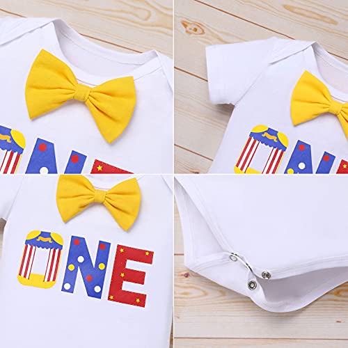 Ibtom Castle Circus Carnival Theme 1St Birthday Cake Smash Outfit For Baby Boy Suspenders Bowtie Hat Photo Props Costume Blue 1T #TOP5