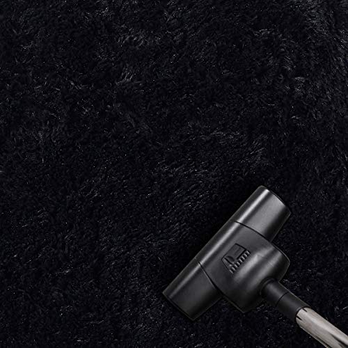 Asvin Area Rug, Fluffy Living Room Luxury Large Non-Skid Soft Plush Furry Washable Fleece Floor Carpets For Bedroom Home Décor, Kids, (5X7 Feet, Black) #TOP5