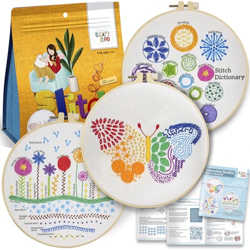 Image of CRAFTILOO Embroidery Kit for Beginners Cross Stitch Kits for Beginners Needlepoint Kits for Adults Embroidery Kits Butterfly