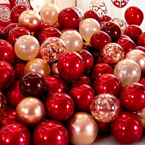 Image of Voircoloria 130pcs Ruby Red Balloons Different Sizes 18 inch 12 inch 10 inch 5 inch Dark Red Latex Balloon Garland Arch Kit for Birthday Baby Shower Graduation Wedding Valentine's Day Christmas Party Decorations