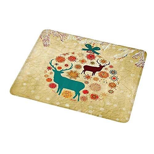 Preisvergleich Produktbild Büromaus-Pad-Weihnachtsdekorationen, Rentier und Schneeflocken im abstrakten Weihnachtsball-Verzierungs-Weinlesear... Beige für Computer
