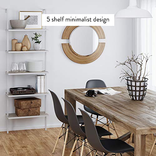 image for Nathan James Theo 5-Shelf Modern Bookcase, Open Wall Mount Ladder Book