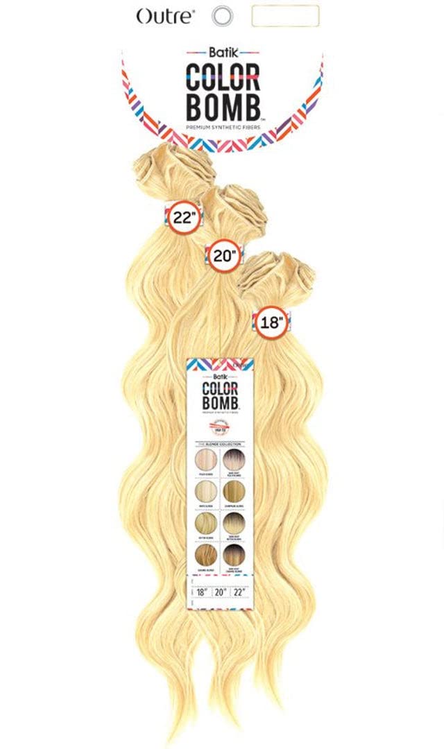 Outre Batik Colorbomb Long Length Wavy Style Synthetic Hair Weaves - NATURAL BODY WAVE 28-30-32 (Caramel-Blonde)