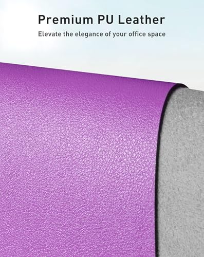 Image of Aothia Faux Leather Desk Mat - Large Mouse Pad, Non-Slip PU Leather Blotter, Waterproof Writing Surface for Office and Home (Iris Violet, 42 inch x 17 inch)