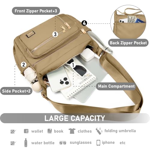 Image of NPBAG Crossbody Bag for Women, Shoulder Purse Handbag Messenger Bag, Trendy Pocketbooks, Waterproof and Multi-Pockets