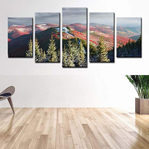 Tableau mural photo végétation rouge pour un salon au décor moderne