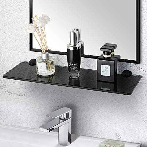 Alise Glass Shelf Bathroom Shelves Rectangle Toiletries Glass Holder Storage Organizer Wall Mount,Black Finish Gbl007R-B #TOP3