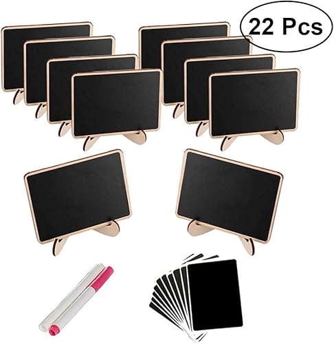 Miniatura 2 de 10 carteles de pizarra con caballetes de madera, pizarra, pizarra, pizarra, para alimentos, tarjetas de mesa, mensajes