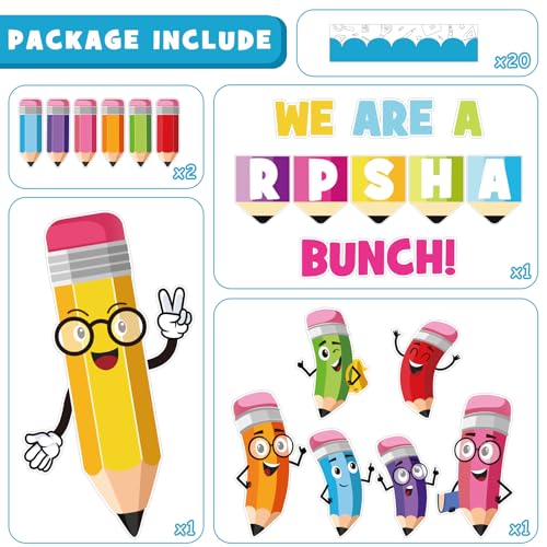 image for Glicholi Pencil Themed Bulletin Board Decorations Set, Back to School 