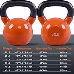 20, 25, 30, 35, 40, 45 Lbs Kettlebell Iron Sand Filled Weights for Women and Men, Orange Kettlebells with Smooth PP Material Surface and Non-slip Handle, Multiple Sizes and Weights - Image 2