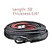NAAMOTOMOX 50 feet x 1/4 inch Black 7000lbs Synthetic Winch Rope 40'' Red Heat Guard with 4 4/5'' Silver Hawse Fairlead Black Rubber Stopper and Red Half-Linked Hook Car ATV UTV SUV Recovery Truck