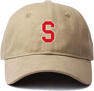 LexiuYibai Mens Baseball Caps Athletic Letter S Embroidered Washed Cotton Dad Hat (Beige,7 1/2)