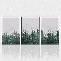 3 Piece Framed Canvas Wall Art Pine Forest in The Mist Canvas Prints Home Artwork Decoration for Living Room,Bedroom - 16