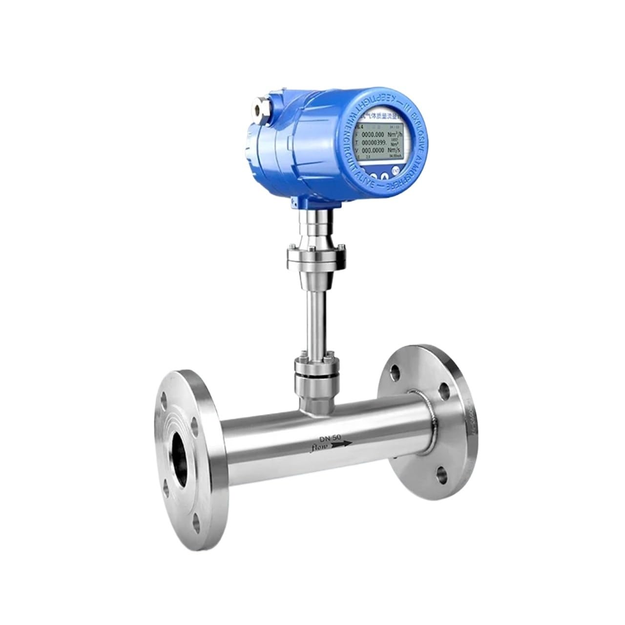 Medidor de flujo másico térmico con pantalla LCD Medidor de flujo de aire comprimido Gas natural Hidrógeno CO2 Garantizar la estabilidad(DN50)