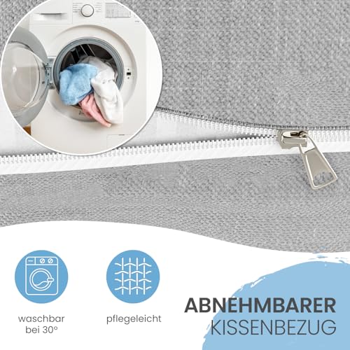 ELONEO Rückenkissen 140 cm breit, Keilkissen für Bett und Sofa geeignet, dreieckiges Lesekissen, Kissen mit abnehmbarem und waschbarem Bezug, mit praktischem Seitenfach