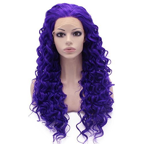 Purple Curly Lace Front Synthetic Hair Purple Wig Celebrity Natural Stylish Wig Curly At Mxangel