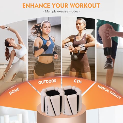 Image of BECOJADDE Ankle Weights Set of 2 (1 lb /2 lb /3 lb Each) Adjustable Wrist Weights for Women Men Wearable Arm Leg Weight for Pilates, Running, Walking, Workout, Yoga