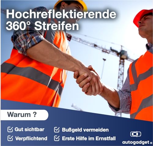 4x Stück Warnwesten Auto orange 2026 gemäß ISO20471 - PKW & LKW Sicherheitswesten für Sicherheit im StVO - Autozubehör (4er-Warnweste-orange)