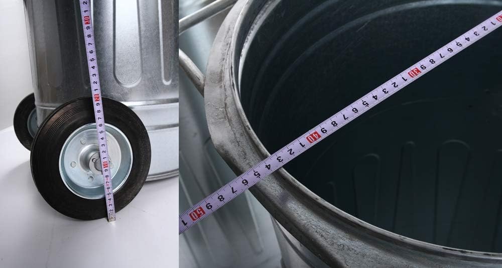 rg-vertrieb Mülltonne 110L verzinkter Stahl Müllbehälter mit Deckel und festen Rädern – robuste Abfalltonne wetterfest, hitzebeständig, für Innen & Außen, stabile Metalltonne