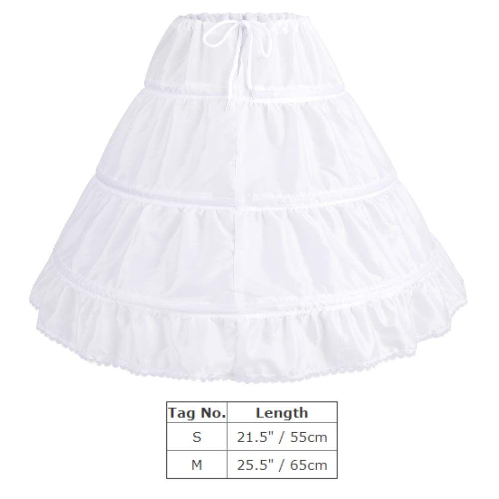 Odizli Jupon jupon jupe crinoline blanche enfant fille 3 anneaux longue bouffante jupe tulle fille fleur princesse robe