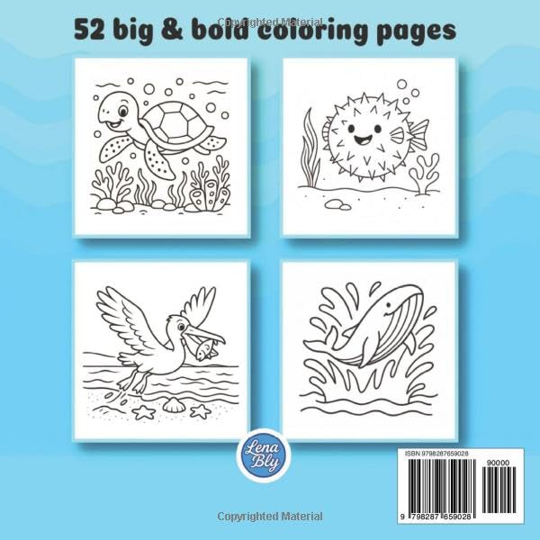 Ocean Adventures Bold and Easy Coloring Book: A simple and playful coloring book for adults and kids. image 3