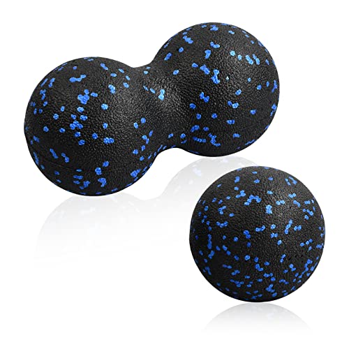 Xzeemo Faszienball Set (Einzelball + Doppelball), Massageball Faszien Ball, Trigger Point Release Lacrosse Ball, faszienbälle massagebälle für Faszientraining DurchfüHren, Schmerzen Lindern