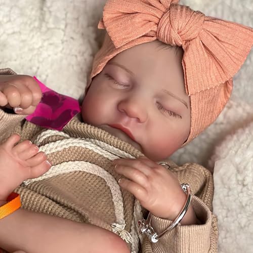 Muñeca bebé realista de 18 pulgadas con pelo pintado a mano miniatura 2