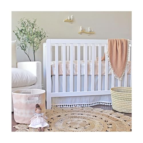 Crane Baby Soft Cotton Crib Mattress Sheet, Fitted Sheet for Cribs and Toddler Beds, Pink Tie-Dye, 28”w x 52”h x 9”d