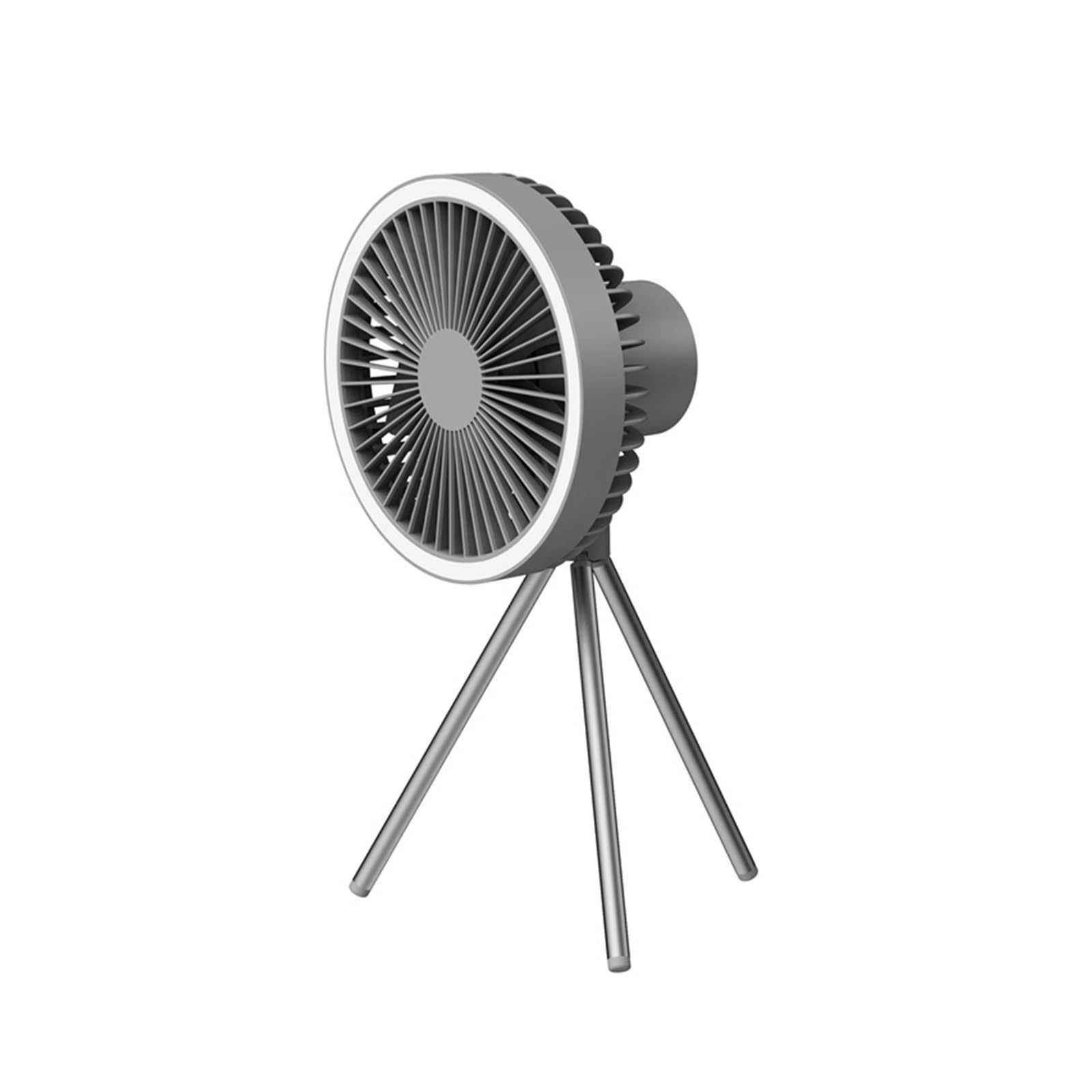 Ventilador portátil para acampar con trípode recargable USB y linterna LED de escritorio 4