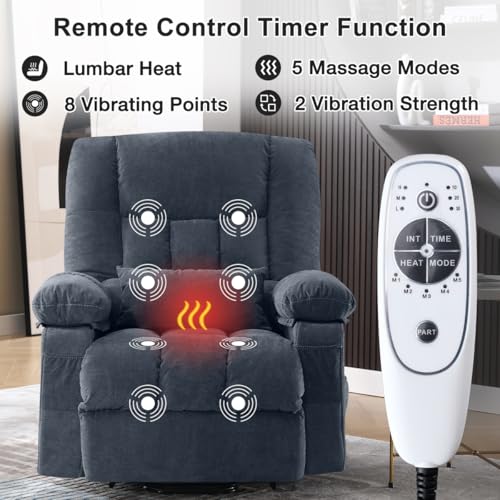 Image of BOSMILLER Power Lift Recliner Chair with Massage and Heat for Elderly,Electric Recliner Single Sofa with Footrest,Side Pocket and USB Charge Port for Living Room