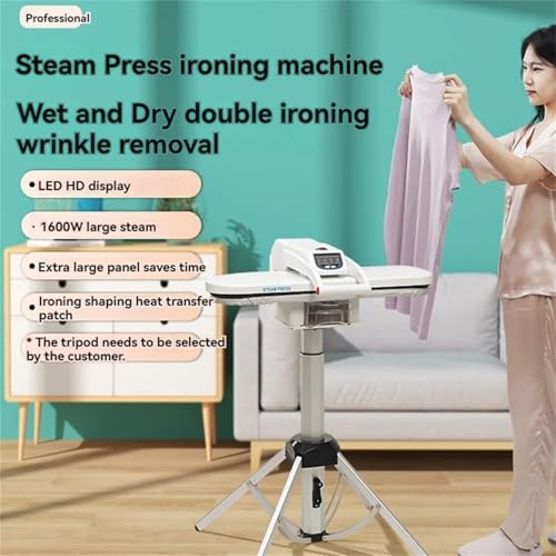 66cm Steam Iron Press, 1800W Digital Ironing Machine con pantalla con toque LED y Prompt de voz. 5 Configuraciones de tela para la lavandería comercial en casa. Carrete de seguridad de cierre automáti