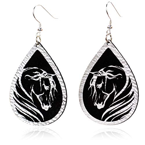 Black and Silver-Tone Arabian Horse Earrings for Women, Lightweight Hypoallergenic Equestrian Jewelry for Horse Lovers