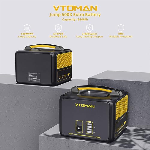 Image of VTOMAN Jump 600X 640Wh LiFePO4 Extra Battery for Jump 600X Power Station | Portable Backup Expansion Battery with BMS Protection, Automatic Switchover, Uninterrupted Output