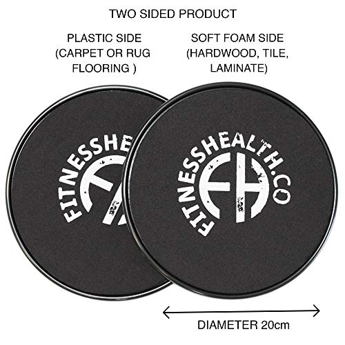 Fitness Health Gliding Discs 2 | Dubbelzijdige fitnesszweefvliegtuigen om de kern, balans en flexibiliteit te versterken… - Image 4