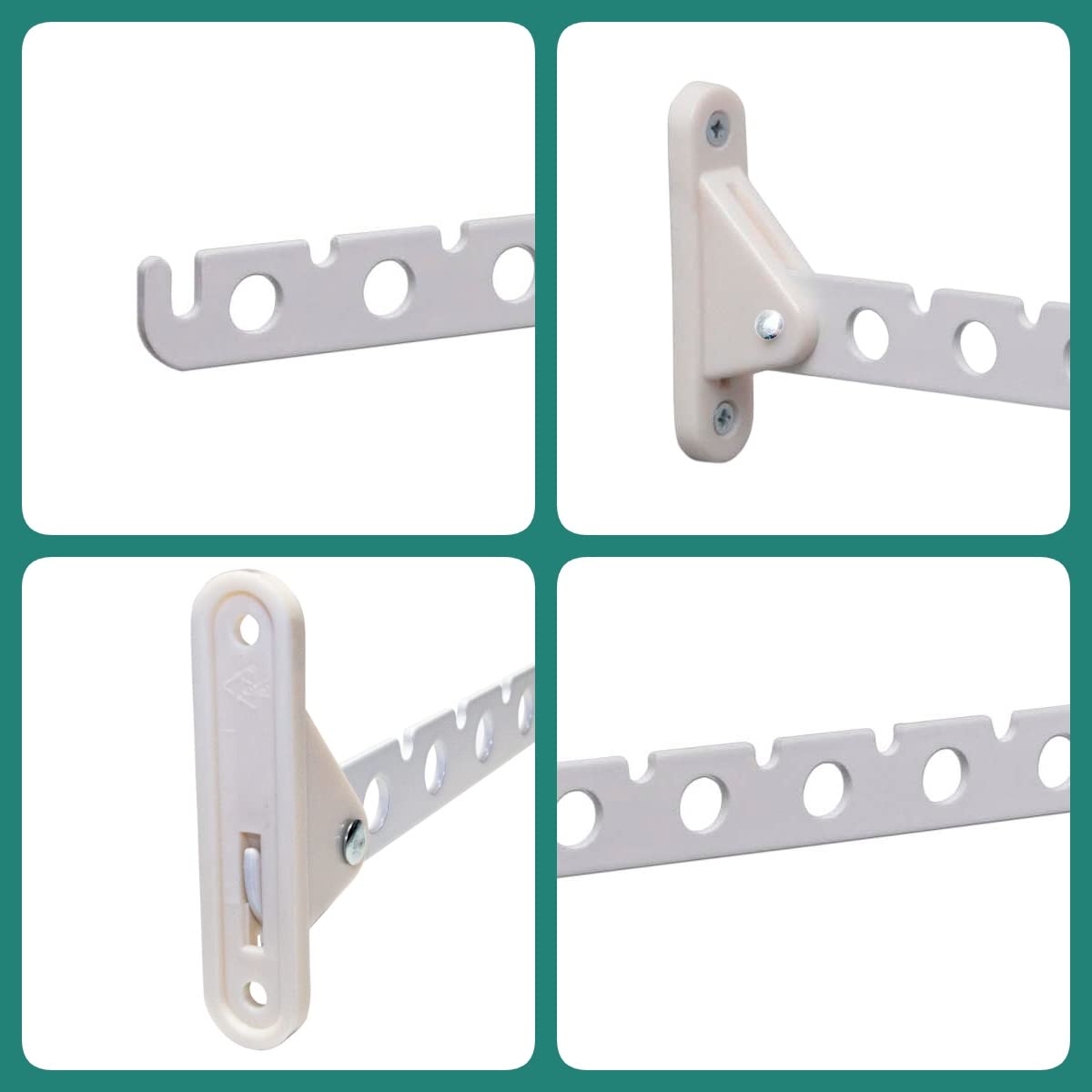 PRIOstahl Kleiderlüfter 310mm Weiß 8er Set Klappbar - Kleiderhaken Garderobenhaken Wandmontage 5kg Tragkraft Kleiderständer Abhängträger Stahl-Kunststoff Platzsparend