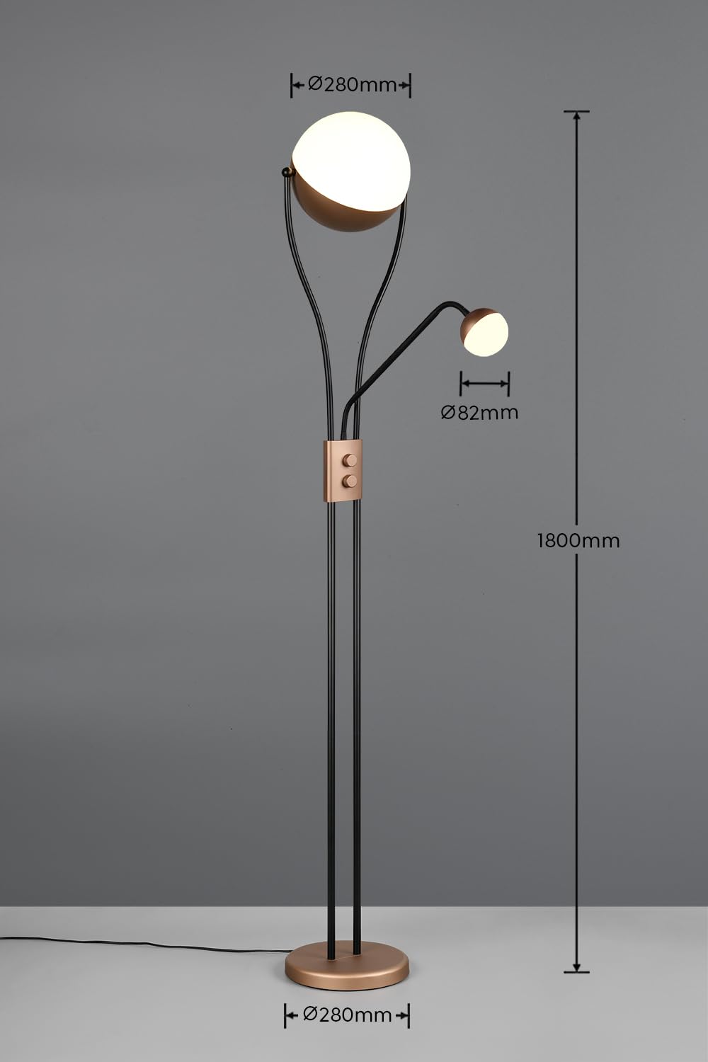 Trio Leuchten LED Stehleuchte Chris 478310265, Metall Coffee, Kunststoff weiß, inkl. 18 Watt LED, dimmbar, Flexarm, getrennt schaltbar