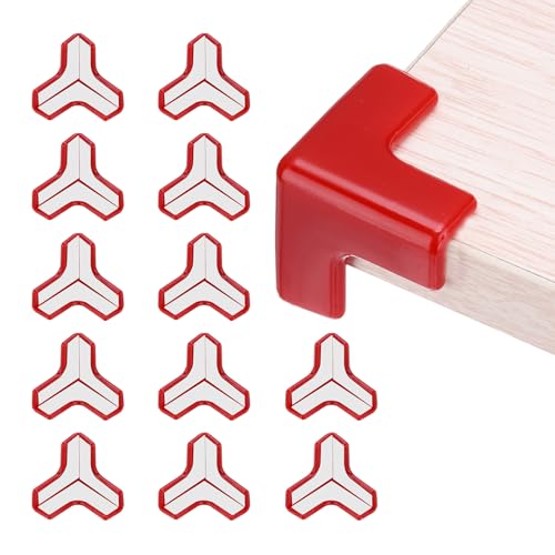 Image of uxcell Corner Protectors, 12 Pcs Table Corner Protectors, Furniture Corner Guard and Edges Safety Bumpers for Table Edges and Sharp Corners (T-Shaped, Red)