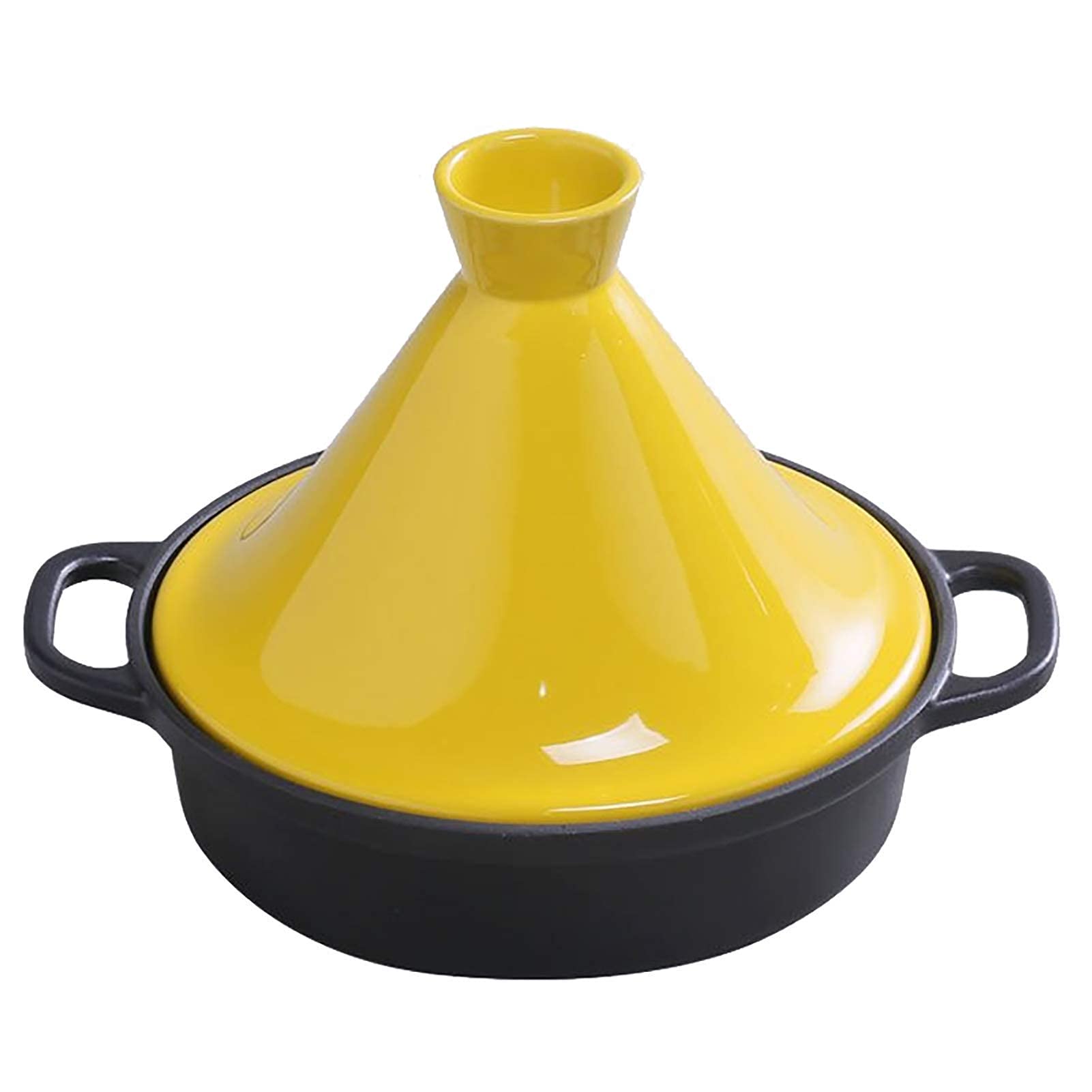 NERDOH Cast Iron Pot Tajine Cooking Pot with Enameled Cast Iron Base and Cone-Shaped Lid Lead Free Stew