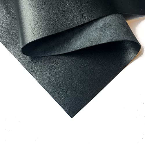 Black Genuine Leather for Crafts: Real Black Lambskin Leather Sheet for Crafting, Sewing and Personalized Leather Projects (Black, 12x18 Inches Large)