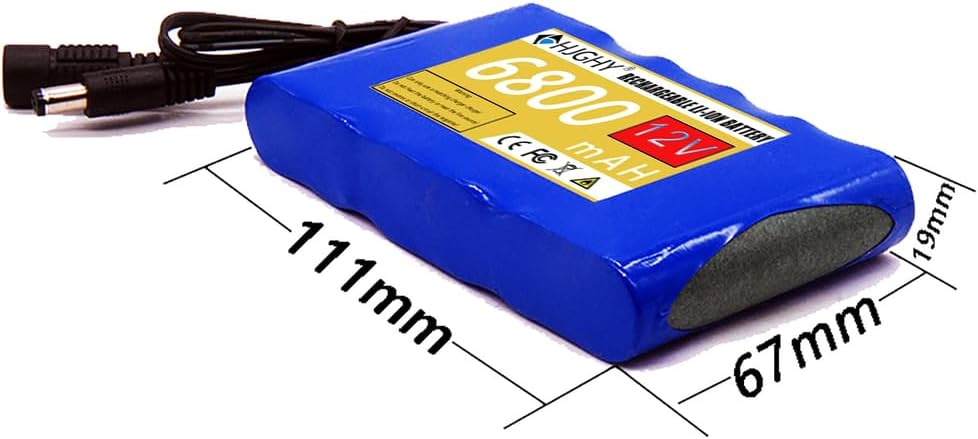 PVC Battery Pack 12V 6800mAh Lithium Battery with DC Charger 12V Replacement Batteries for 0-81W Power Bank Motor Kits