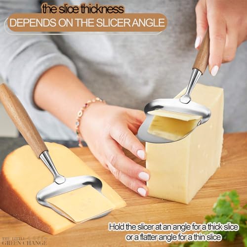 Stainless Steel Spatula Cheese Slicer - Cheese Slicers for Block Cheese Slicer Board - Wood Handle Cheese Slicer for Slicing Cheese Plane Cutter for Cheese Slices - Cheese Shaver and Cheese Shredder