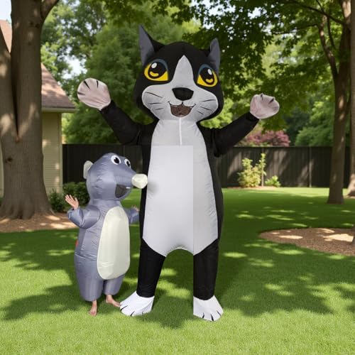 Adults Cat and Mouse Inflatable suits puemium quality polyester breathable easy to wear design Inflatable system without battery versatile use unusual inflatable costumes (Mouse)