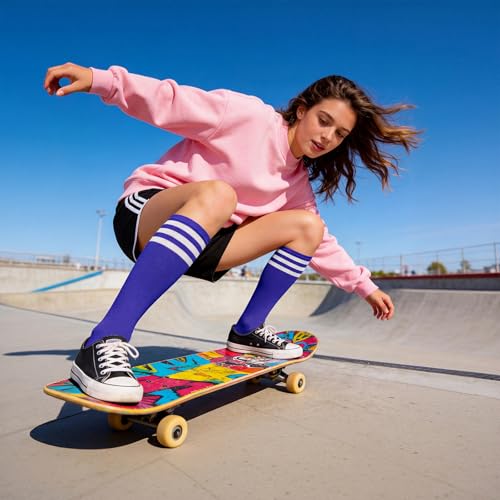 Image of American Trends Womens Athletic Knee High Socks Outdoor Sport Thigh High Stockings Casual Stripes Tube Socks