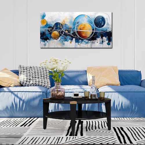 SIXTTART Modern Abstract Wall Art for Bedroom - Office Artwork Wall Decor - Blue Canvas Painting Wall Decor Ready to Hang Size 20" x 40" - Image 4