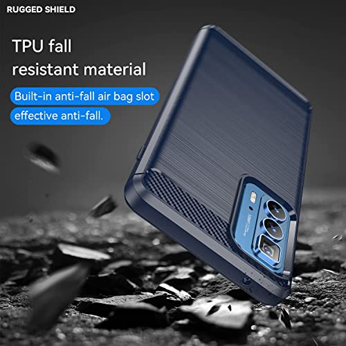 Image of NPRC Hybrid Ultra Slim Protective Case TPU Non-Slip Carbon Fiber Texture Shockproof Case Cover for Moto Edge 20 - Blue
