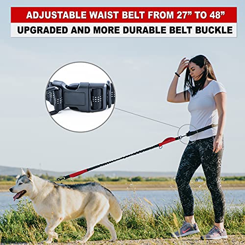 Chunky Paw Hands Free Dog Leash For Medium And Large Dogs - Durable Dual Handle Waist Leash With Reflective Bungee For Running, Walking, Training, Hiking (Red, For 1 Dog) #TOP3