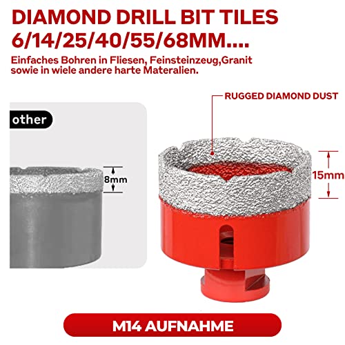 Corona diamantata da 55 mm (M14) per