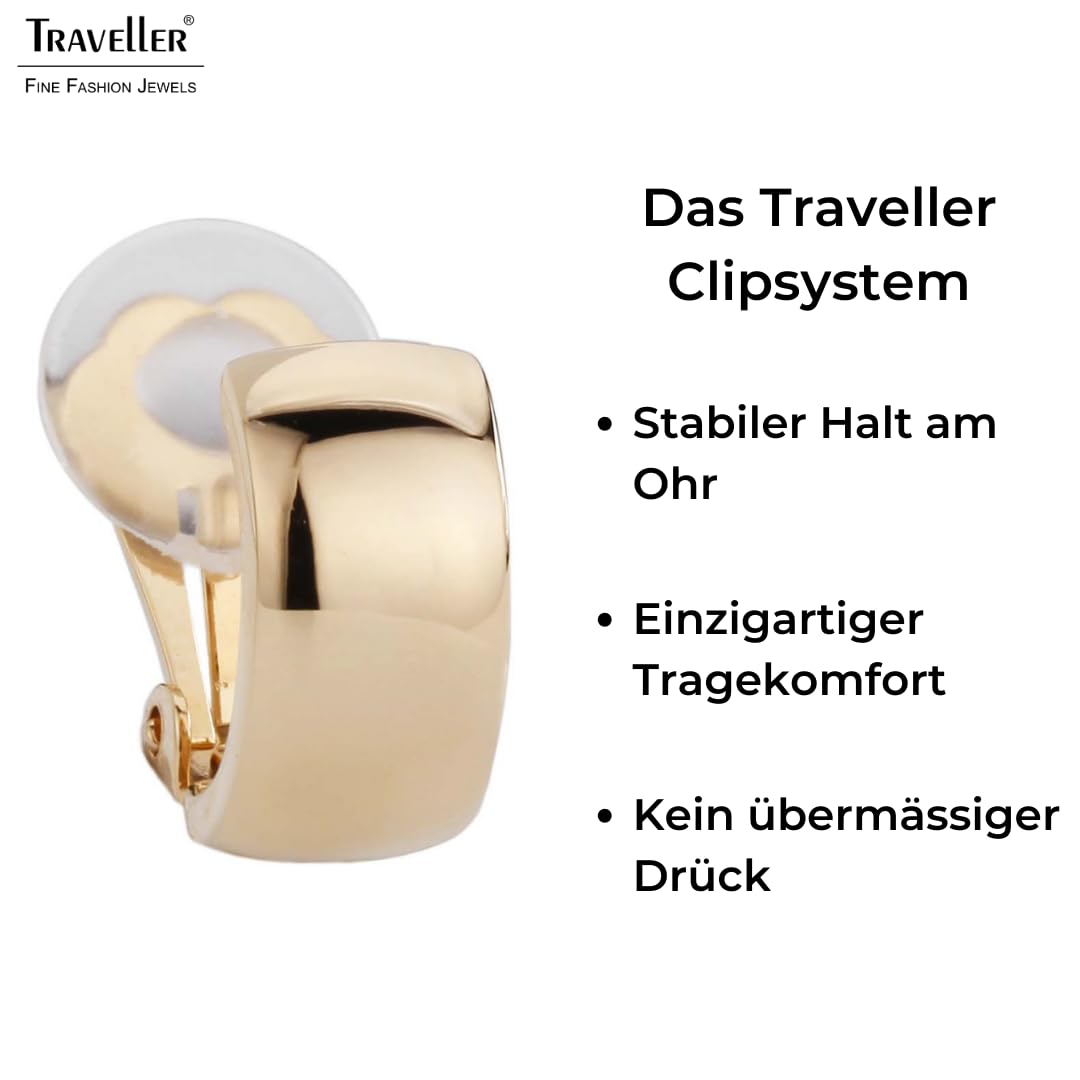 Traveller® joyas pendientes pendientes Clip – 22 quilates o rodio – Kleine halbcreolen
