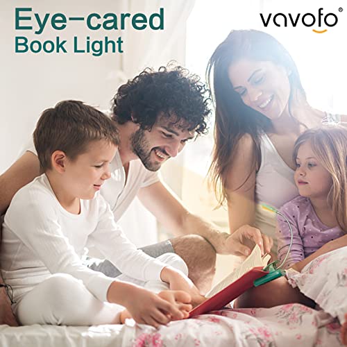 Image of VAVOFO Rechargeable Book Light for Reading in Bed Kids, 7 LED Reading Light with 9-Level Warm Cool White Daylight, Eye Care Lamp with Power Indicator for Bookworms (Green)